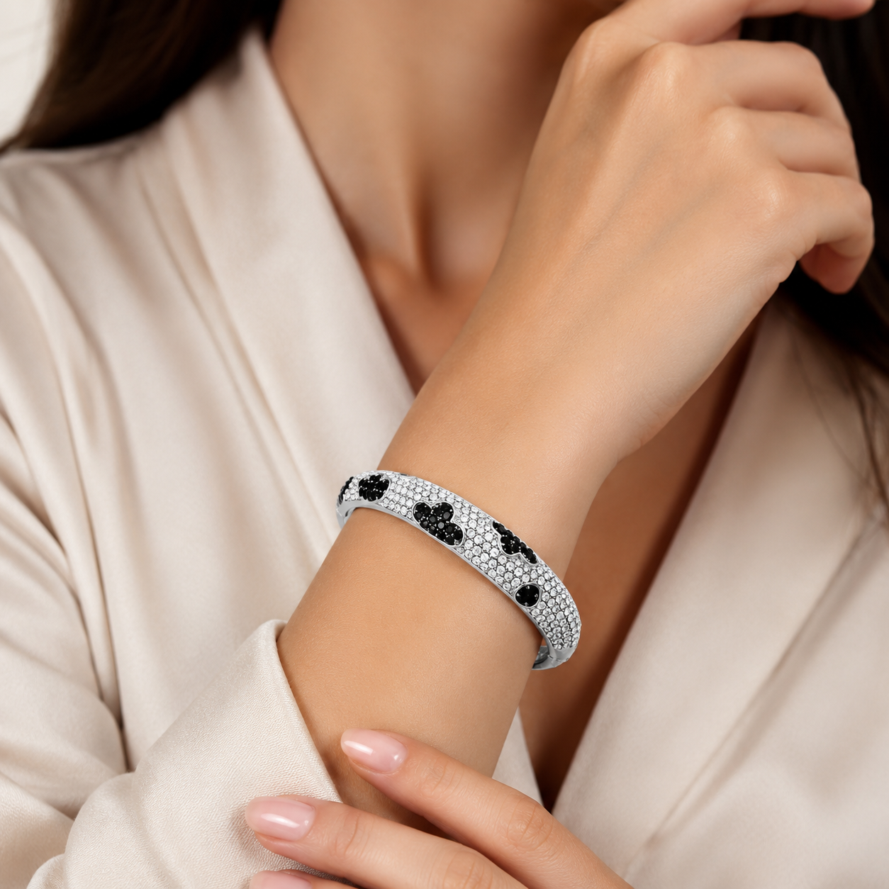 Panda Bangle with Swarovski Crystals - Image 3