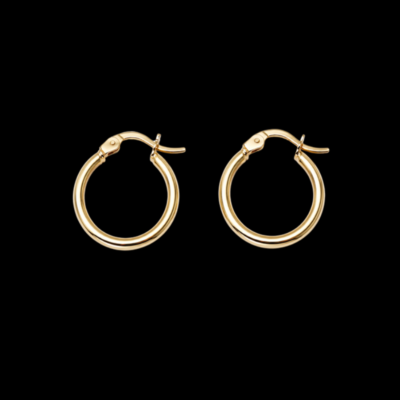 Alternative view of 15mm Diameter 9K Gold Hoop Earrings