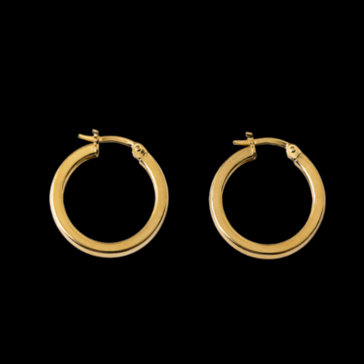 Alternative view of 15mm Diameter 9K Flat Style Hoop Earrings