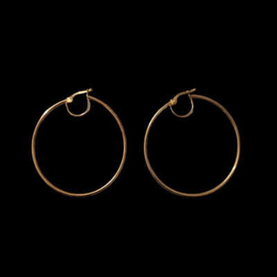 Alternative view of 40mm Diameter 9K Gold Hoop Earrings