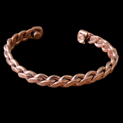 8mm Pure Chain Design Copper Bangle With Magnets - Image 2