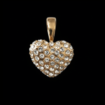 Alternative view of 18K Gold-Plated Cubic Zirconia Heart Pendant (Neck Chain Not Included)