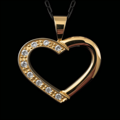 Alternative view of 18K Gold-Plated Cubic Zirconia's Heart Pendant (Neck Chain Not Included)