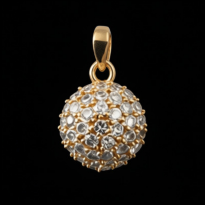 Alternative view of 18K Gold-Plated Cubic Zirconia's Sphere Pendant (Neck Chain Not Included)