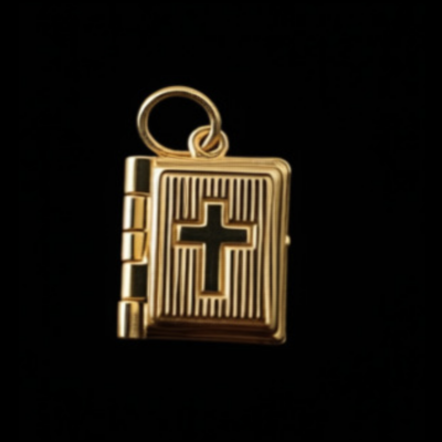 Alternative view of 18K Gold-Plated Book With Featured Cross Pendant (Neck Chain Not Included)